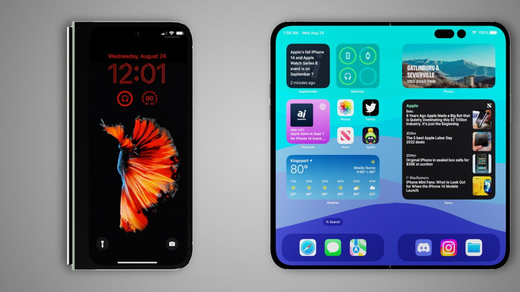 折叠屏 iPhone 渲染图 图源：网络